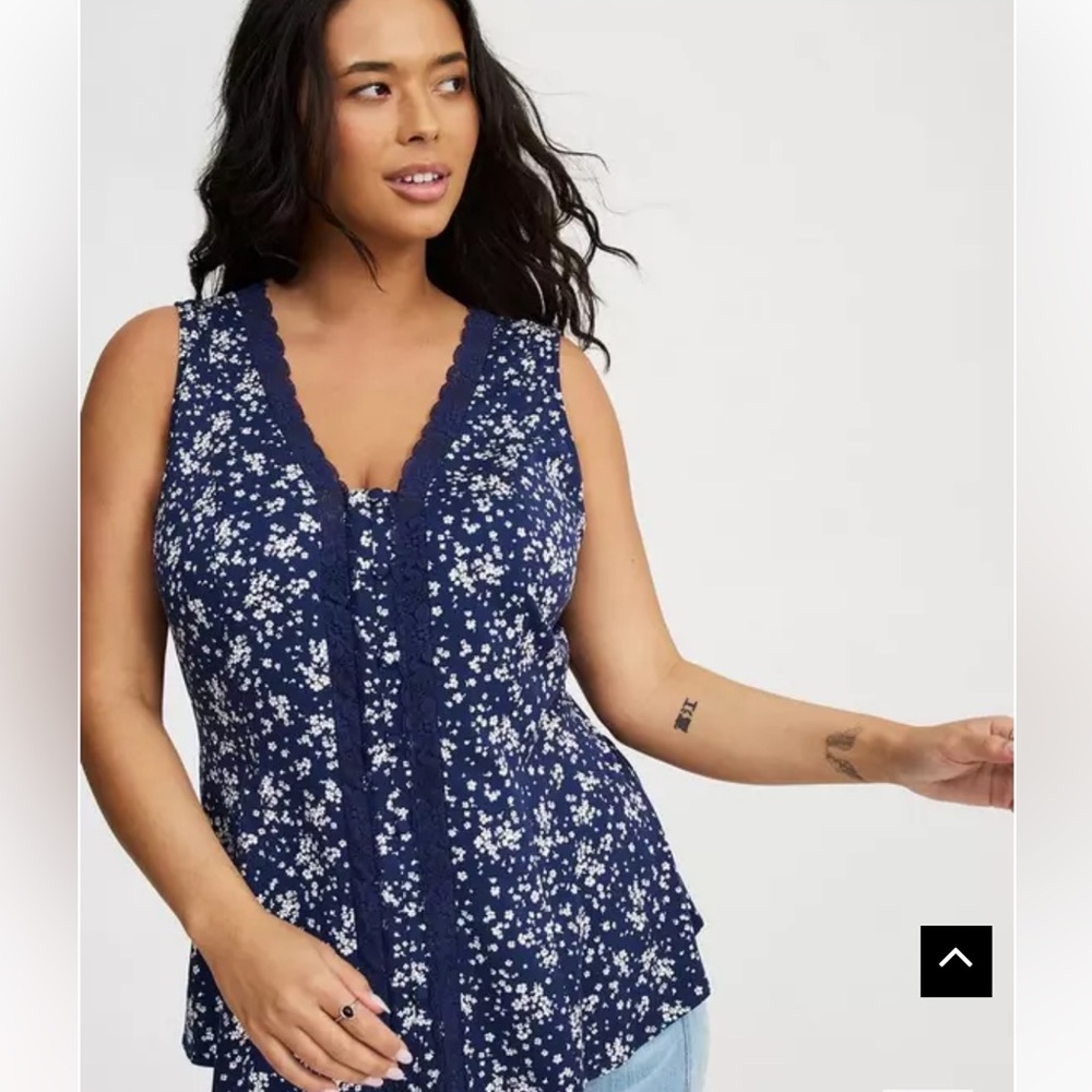 Stretch Challis Button Front Top